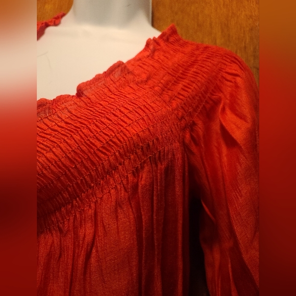 Zara 🔥 fire red/orange Off the shoulder top szM - Picture 7 of 9